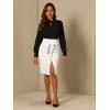 imageAllegra K Womens Button Decor Split Belted Smocked Vintage Short Pencil SkirtWhite