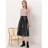 imageAllegra K Womens Faux Leather High Waist Belted PU Aline Midi Skirt XLarge Black