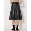 imageAllegra K Womens Faux Leather High Waist Belted PU Aline Midi Skirt XLarge Black