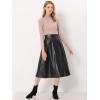 imageAllegra K Womens Faux Leather High Waist Belted PU Aline Midi Skirt XLarge Black