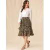 imageAllegra K Womens Floral Layered Elastic Waist Chiffon Ruffle Midi SkirtBlack