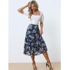 imageAllegra K Womens Floral Skirts Chiffon Aline Long Tiered Ruffle Boho Midi Skirt XS3XLAntique Blue