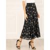 imageAllegra K Womens Floral Skirts Chiffon Aline Long Tiered Ruffle Boho Midi Skirt XS3XLBlack