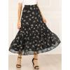 imageAllegra K Womens Floral Skirts Chiffon Aline Long Tiered Ruffle Boho Midi Skirt XS3XLBlack