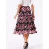 imageAllegra K Womens Floral Skirts Chiffon Aline Long Tiered Ruffle Boho Midi Skirt XS3XLBlack Pinks