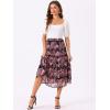 imageAllegra K Womens Floral Skirts Chiffon Aline Long Tiered Ruffle Boho Midi Skirt XS3XLBlack Pinks