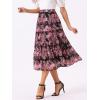 imageAllegra K Womens Floral Skirts Chiffon Aline Long Tiered Ruffle Boho Midi Skirt XS3XLBlack Pinks