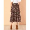 imageAllegra K Womens Floral Skirts Chiffon Aline Long Tiered Ruffle Boho Midi Skirt XS3XLBlack Red