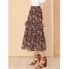 imageAllegra K Womens Floral Skirts Chiffon Aline Long Tiered Ruffle Boho Midi Skirt XS3XLBlack Red