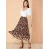 imageAllegra K Womens Floral Skirts Chiffon Aline Long Tiered Ruffle Boho Midi Skirt XS3XLBlack Red