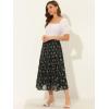 imageAllegra K Womens Floral Skirts Chiffon Aline Long Tiered Ruffle Boho Midi Skirt XS3XLBlack a