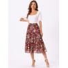 imageAllegra K Womens Floral Skirts Chiffon Aline Long Tiered Ruffle Boho Midi Skirt XS3XLBurgundy