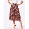 imageAllegra K Womens Floral Skirts Chiffon Aline Long Tiered Ruffle Boho Midi Skirt XS3XLBurgundy