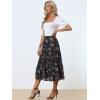 imageAllegra K Womens Floral Skirts Chiffon Aline Long Tiered Ruffle Boho Midi Skirt XS3XLDark Blue