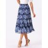 imageAllegra K Womens Floral Skirts Chiffon Aline Long Tiered Ruffle Boho Midi Skirt XS3XLDeep Blue