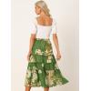 imageAllegra K Womens Floral Skirts Chiffon Aline Long Tiered Ruffle Boho Midi Skirt XS3XLDeep Green