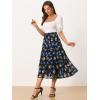 imageAllegra K Womens Floral Skirts Chiffon Aline Long Tiered Ruffle Boho Midi Skirt XS3XLNavy