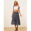 imageAllegra K Womens Floral Skirts Chiffon Aline Long Tiered Ruffle Boho Midi Skirt XS3XLNavy Blue