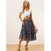 imageAllegra K Womens Floral Skirts Chiffon Aline Long Tiered Ruffle Boho Midi Skirt XS3XLNavy Blue