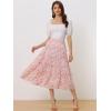 imageAllegra K Womens Floral Skirts Chiffon Aline Long Tiered Ruffle Boho Midi Skirt XS3XLPink