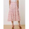 imageAllegra K Womens Floral Skirts Chiffon Aline Long Tiered Ruffle Boho Midi Skirt XS3XLPink