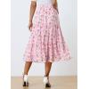 imageAllegra K Womens Floral Skirts Chiffon Aline Long Tiered Ruffle Boho Midi Skirt XS3XLPink Rose