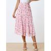 imageAllegra K Womens Floral Skirts Chiffon Aline Long Tiered Ruffle Boho Midi Skirt XS3XLPink Rose