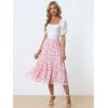 imageAllegra K Womens Floral Skirts Chiffon Aline Long Tiered Ruffle Boho Midi Skirt XS3XLPink Rose