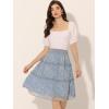 imageAllegra K Womens Floral Skirts Summer Smocked Elastic Waist ALine Below Knee Length Ruffle Tiered SkirtBlue