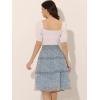 imageAllegra K Womens Floral Skirts Summer Smocked Elastic Waist ALine Below Knee Length Ruffle Tiered SkirtBlue