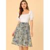 imageAllegra K Womens Floral Skirts Summer Smocked Elastic Waist ALine Below Knee Length Ruffle Tiered SkirtDark Blue