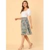 imageAllegra K Womens Floral Skirts Summer Smocked Elastic Waist ALine Below Knee Length Ruffle Tiered SkirtDark Blue