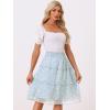 imageAllegra K Womens Floral Skirts Summer Smocked Elastic Waist ALine Below Knee Length Ruffle Tiered SkirtLight Blue