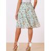 imageAllegra K Womens Floral Skirts Summer Smocked Elastic Waist ALine Below Knee Length Ruffle Tiered SkirtLight Green