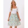 imageAllegra K Womens Floral Skirts Summer Smocked Elastic Waist ALine Below Knee Length Ruffle Tiered SkirtLight Green