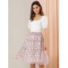 imageAllegra K Womens Floral Skirts Summer Smocked Elastic Waist ALine Below Knee Length Ruffle Tiered SkirtPink