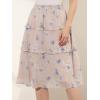 imageAllegra K Womens Floral Skirts Summer Smocked Elastic Waist ALine Below Knee Length Ruffle Tiered SkirtPink Blue