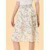 imageAllegra K Womens Floral Skirts Summer Smocked Elastic Waist ALine Below Knee Length Ruffle Tiered SkirtWhite