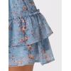 imageAllegra K Womens Layered Ruffle Hem Elastic Waist ALine Skater Floral Mini SkirtBlue