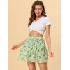 imageAllegra K Womens Layered Ruffle Hem Elastic Waist ALine Skater Floral Mini SkirtGreen