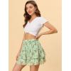 imageAllegra K Womens Layered Ruffle Hem Elastic Waist ALine Skater Floral Mini SkirtGreen