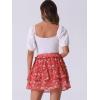 imageAllegra K Womens Layered Ruffle Hem Elastic Waist ALine Skater Floral Mini SkirtRed