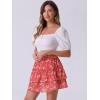 imageAllegra K Womens Layered Ruffle Hem Elastic Waist ALine Skater Floral Mini SkirtRed