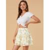 imageAllegra K Womens Layered Ruffle Hem Elastic Waist ALine Skater Floral Mini SkirtWhite