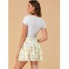 imageAllegra K Womens Layered Ruffle Hem Elastic Waist ALine Skater Floral Mini SkirtWhite