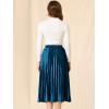 imageAllegra K Womens Metallic Accordion Swing Midi Pleated SkirtOcean Blue