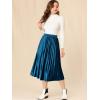 imageAllegra K Womens Metallic Accordion Swing Midi Pleated SkirtOcean Blue