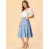 imageAllegra K Womens Midi Skirts Solid Elastic Waist Flare Tiered Long ALine Skirt with PocketsBlue