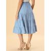 imageAllegra K Womens Midi Skirts Solid Elastic Waist Flare Tiered Long ALine Skirt with PocketsBlue