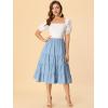 imageAllegra K Womens Midi Skirts Solid Elastic Waist Flare Tiered Long ALine Skirt with PocketsBlue